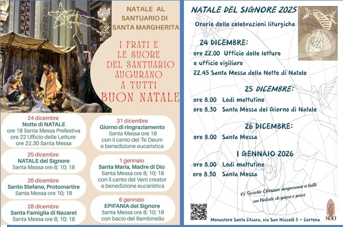  Orari Sante Messe  Città  di  Cortona durante le Festività  Natalizie