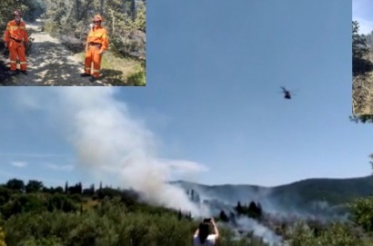 Incendio in corso sulle colline di Pergo