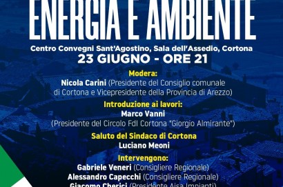 Convegno Energia e Ambiente il 23 giugno ore 21.00 a Cortona
