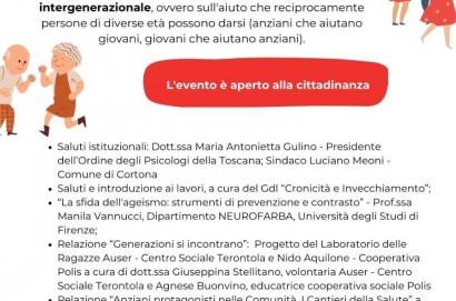 “Generazioni Insieme. Un viaggio di solidarietà in Toscana”. Il 23 Settembre a Terontola, un evento aperto alla cittadinanza