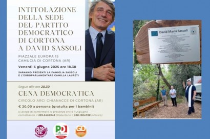 Il Partito Democratico di Cortona intitola la propria sede comunale a David Sassoli