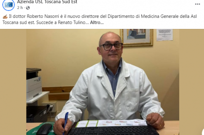 Il terontolese-cortonese dottor Roberto Nasorri nominato Direttore del Dipartimento di Medicina Generale della Asl Toscana Sud Est