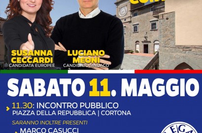 Susanna Ceccardi a Cortona per sostenere la candidaura di Luciano Meoni