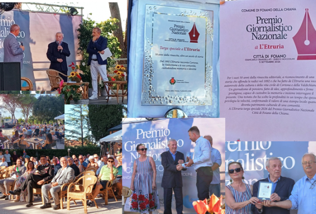 Targa speciale del Premio Giornalistico Città di Foiano a L'Etruria