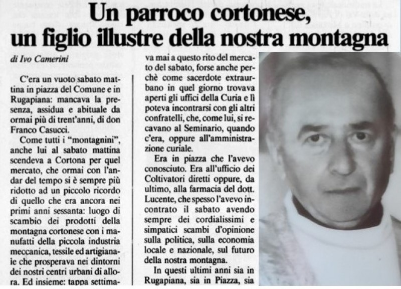 Don Franco Casucci ,  sacerdote " montagnino e cortonese doc"