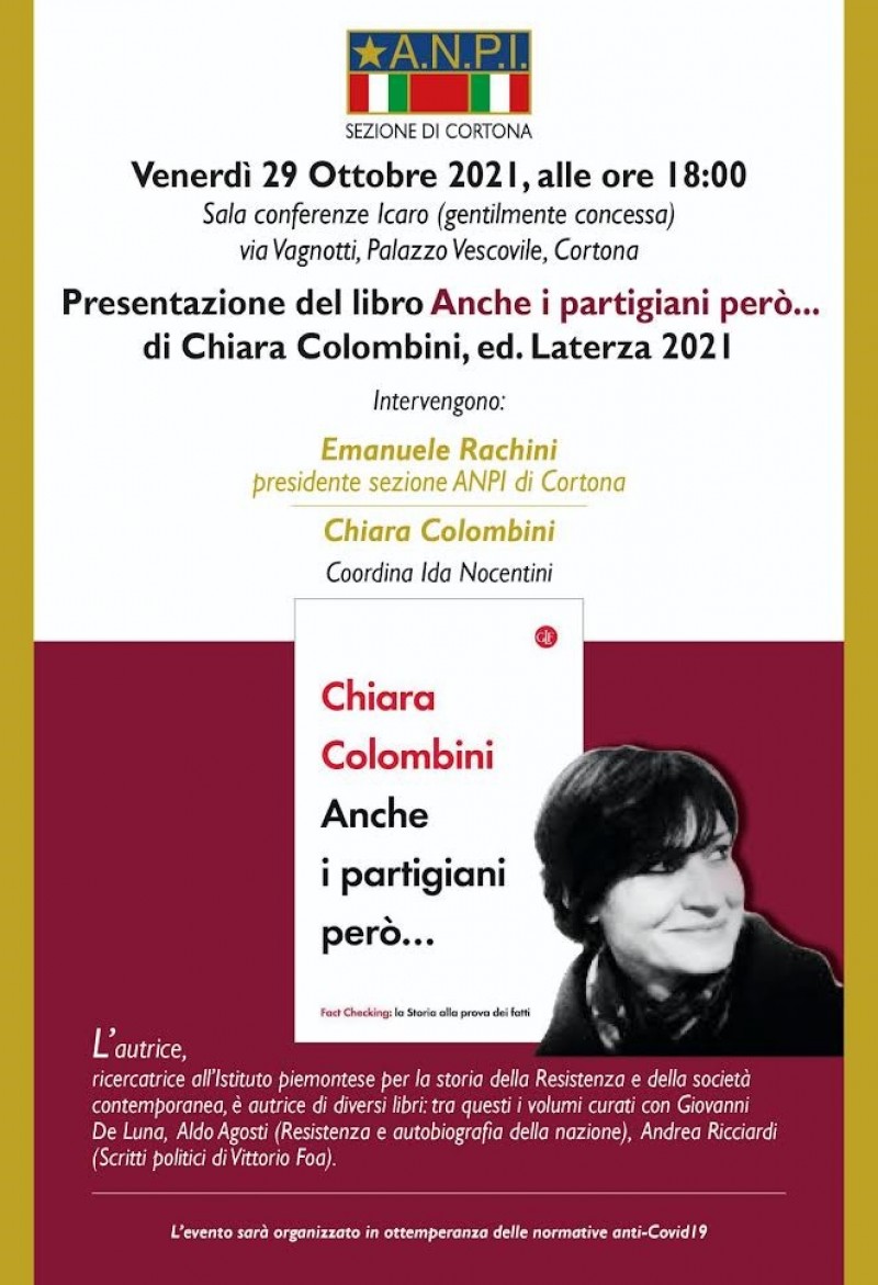 Chiara Colombini a Cortona con “Anche i partigiani però...”