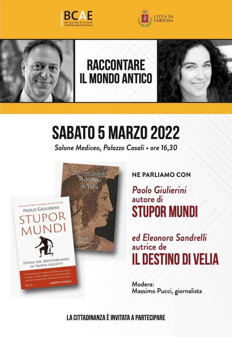 Giulierini e Sandrelli presentano i loro ultimi libri al Maec, sabato 5 marzo un pomeriggio dedicato al mondo antico
