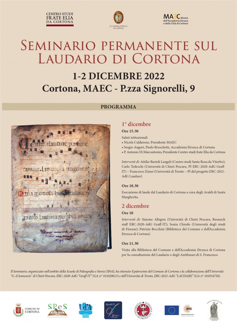 Nuova edizione del seminario permanente sul Laudario di Cortona