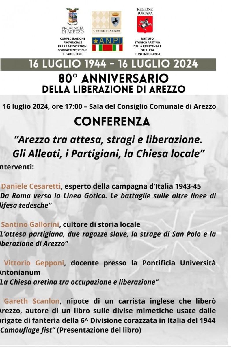 Ottantesimo Liberazione Arezzo: conferenza in Sala del Consiglio Comunale