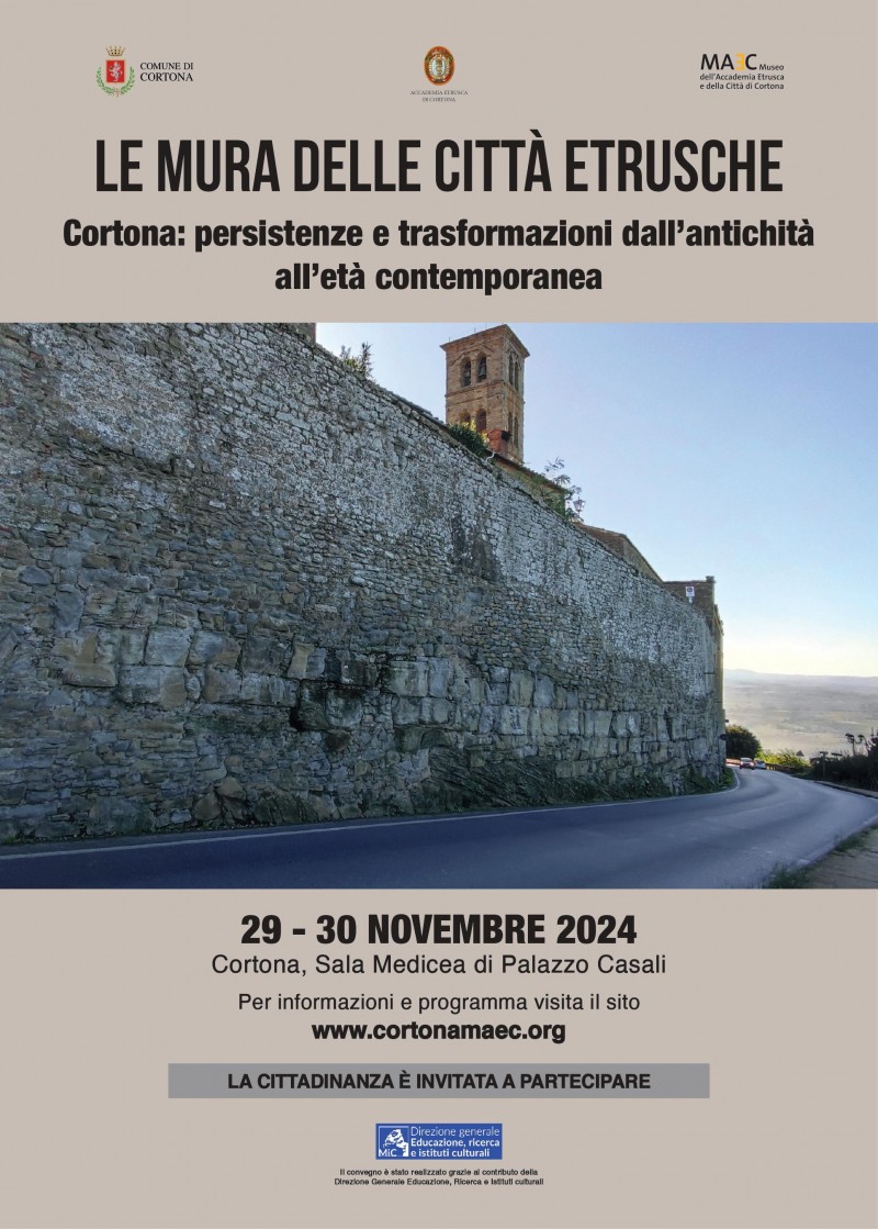 Le mura delle città etrusche di Cortona: Seminario di studi venerdì 29 e sabato 30 novembre