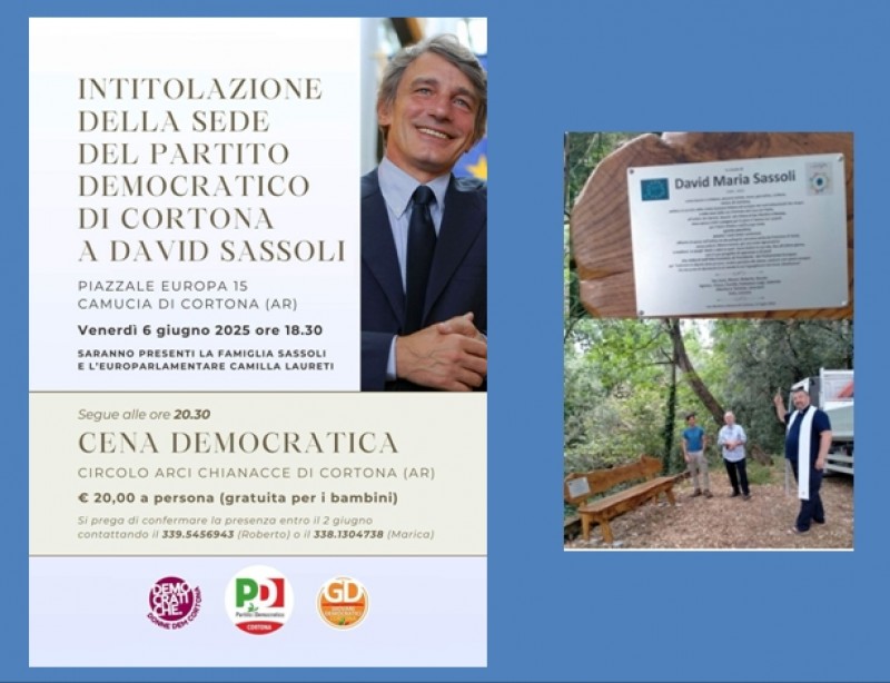 Il Partito Democratico di Cortona intitola la propria sede comunale a David Sassoli