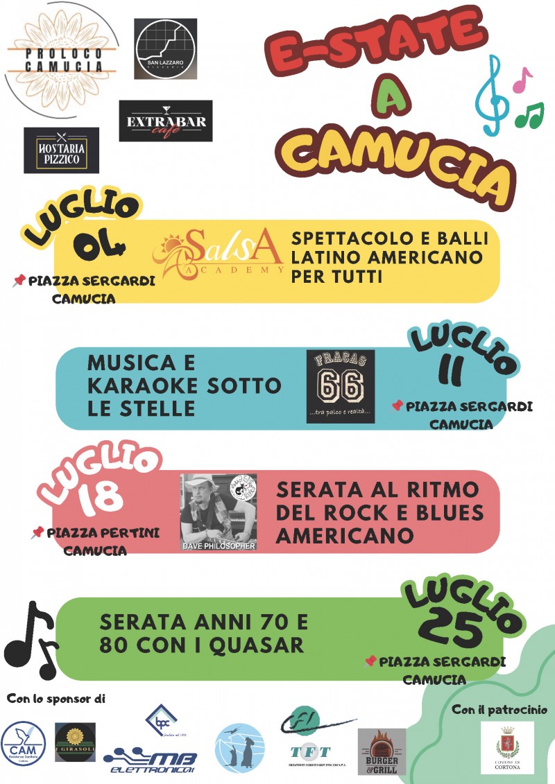 Il programma di eventi della Proloco di Camucia