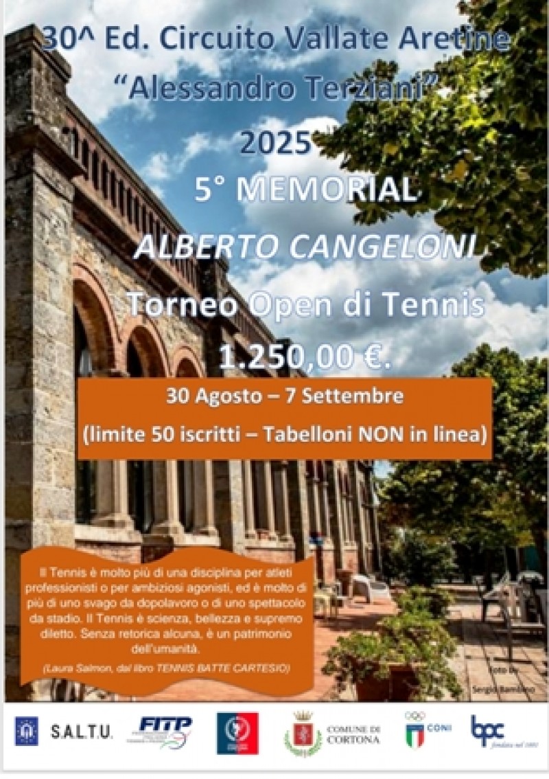 Tennis : parte oggi il 5° Memorial Cangeloni