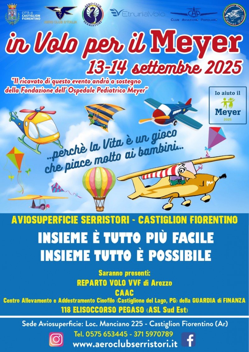 “In volo per il Meyer”: il cielo di Castiglion Fiorentino per i bambini dell’ospedale pediatrico