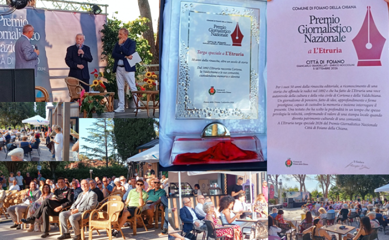Targa speciale del Premio Giornalistico Città di Foiano a L'Etruria