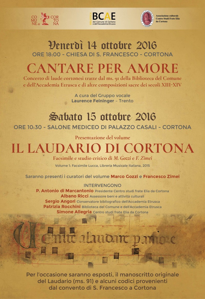 Il Laudario di Cortona: iniziative alla chiesa di San Francesco