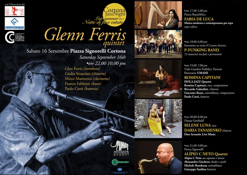Sabato 16 Settembre ritorna il Cortona Jazz Night con Glenn Ferris