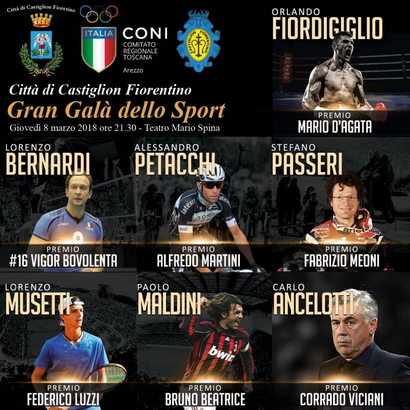 Gran Galà dello Sport a Castiglion Fiorentino: tutti i premiati