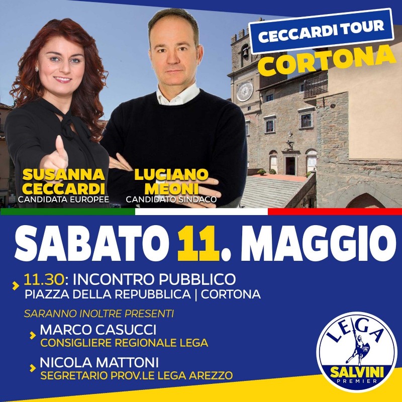 Susanna Ceccardi a Cortona per sostenere la candidaura di Luciano Meoni