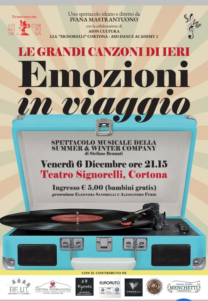Al Teatro Signorelli, il sei dicembre : "Emozioni in Viaggio"